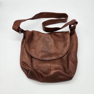Vintage Sura Shoulder Crossbody Bag Purse Womens Brown Leather Flap Aztec Design